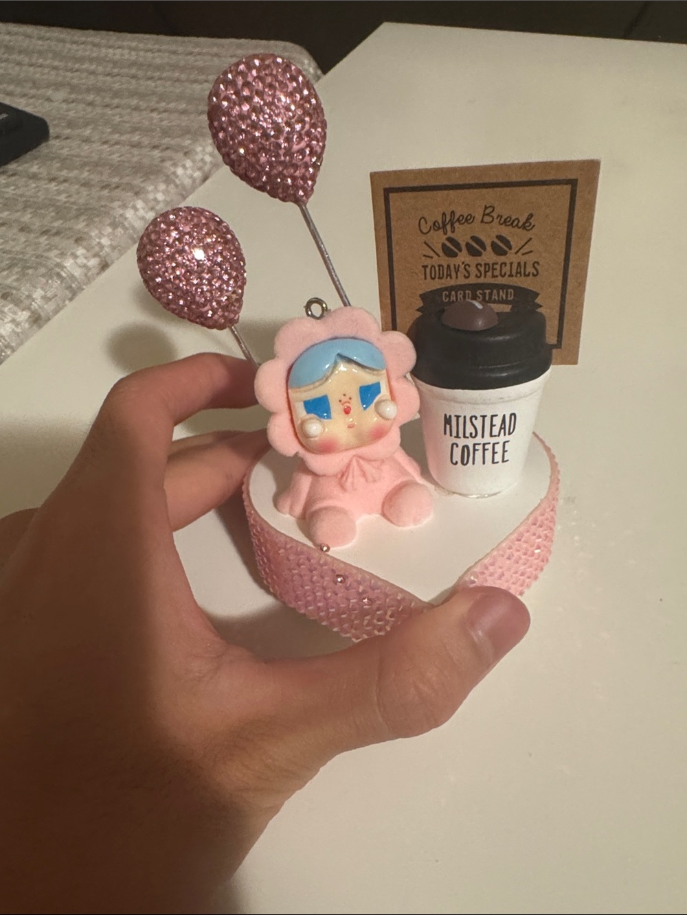 Kids Pink Heart Trinket Holder with Balloon and Coffee Charm